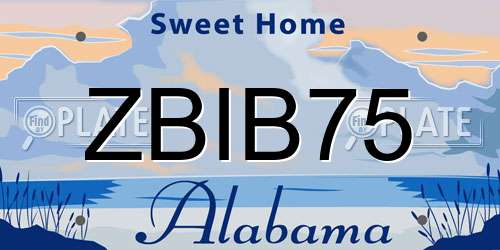 ZBIB75 Alabama License Plate