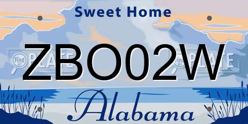 ZBO02W Alabama License Plate