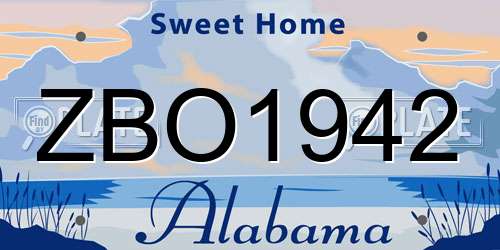 ZBO1942 Alabama License Plate