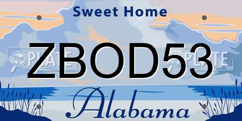 ZBOD53 Alabama License Plate