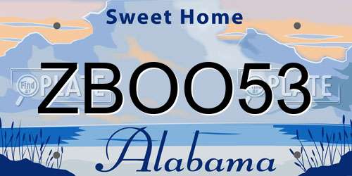 ZBOO53 Alabama License Plate