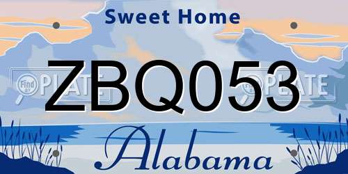 ZBQ053 Alabama License Plate