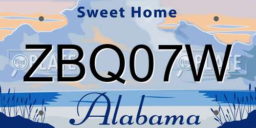 ZBQ07W Alabama License Plate