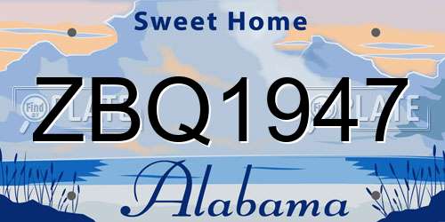 ZBQ1947 Alabama License Plate
