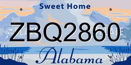 ZBQ2860 Alabama License Plate