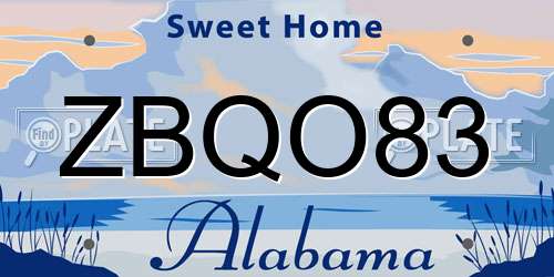 ZBQO83 Alabama License Plate