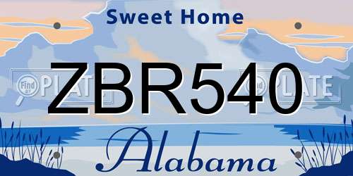 ZBR540 Alabama License Plate