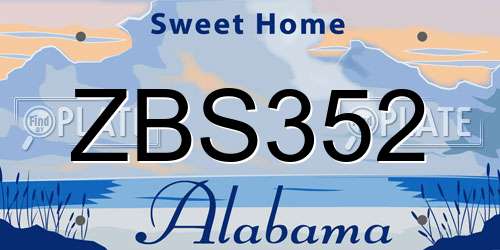 ZBS352 Alabama License Plate