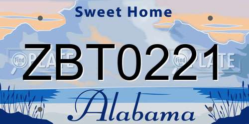 ZBT0221 Alabama License Plate