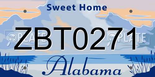 ZBT0271 Alabama License Plate