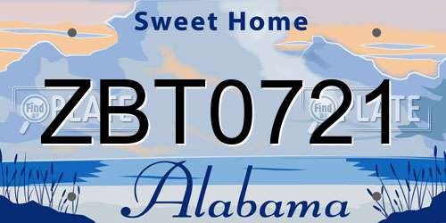 ZBT0721 Alabama License Plate