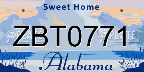 ZBT0771 Alabama License Plate