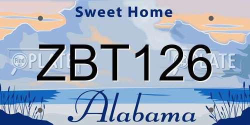 ZBT126 Alabama License Plate