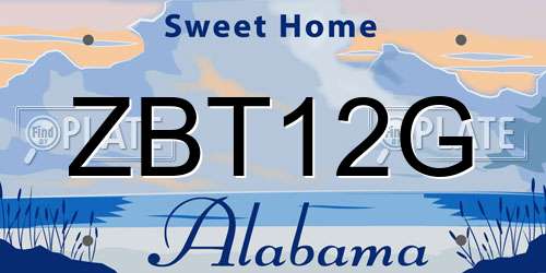 ZBT12G Alabama License Plate