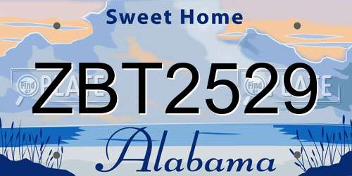 ZBT2529 Alabama License Plate
