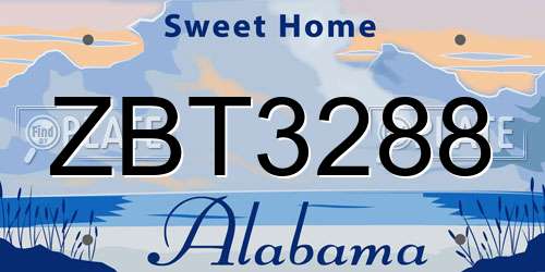 ZBT3288 Alabama License Plate