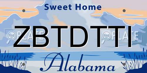 ZBTDTTI Alabama License Plate