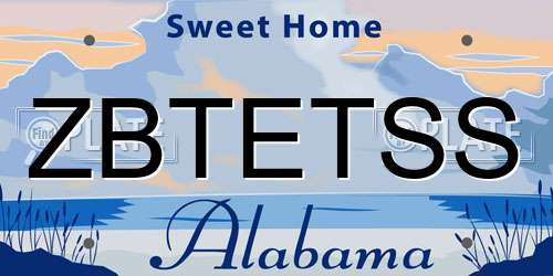 ZBTETSS Alabama License Plate