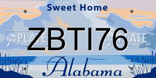 ZBTI76 Alabama License Plate