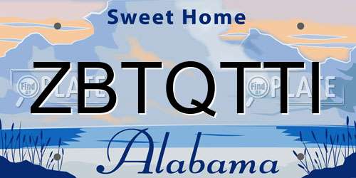 ZBTQTTI Alabama License Plate