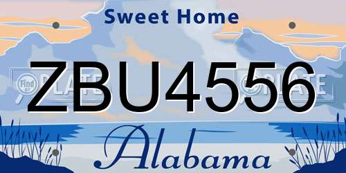 ZBU4556 Alabama License Plate