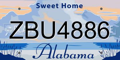 ZBU4886 Alabama License Plate