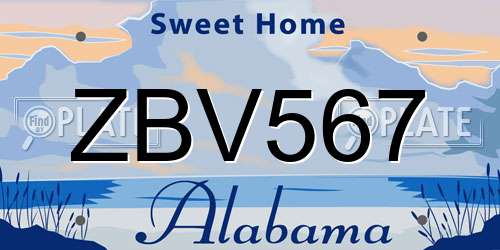 ZBV567 Alabama License Plate