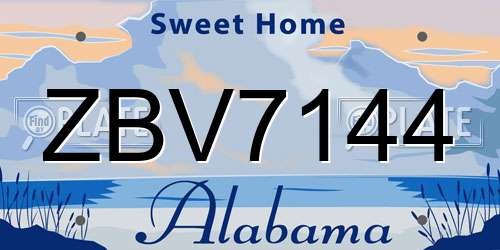 ZBV7144 Alabama License Plate