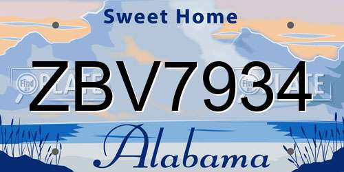 ZBV7934 Alabama License Plate