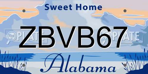 ZBVB67 Alabama License Plate