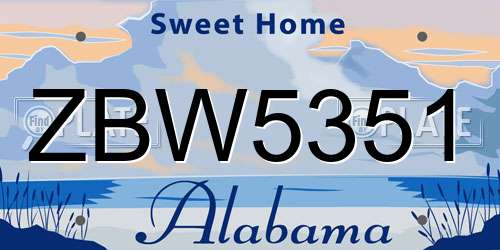 ZBW5351 Alabama License Plate