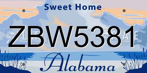 ZBW5381 Alabama License Plate