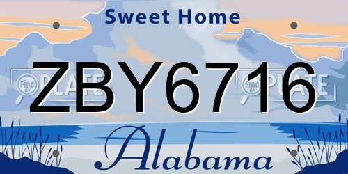 ZBY6716 Alabama License Plate