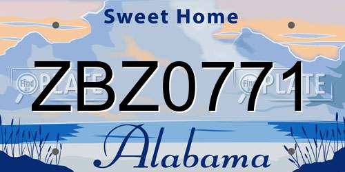 ZBZ0771 Alabama License Plate