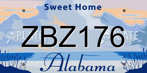 ZBZ176 Alabama License Plate