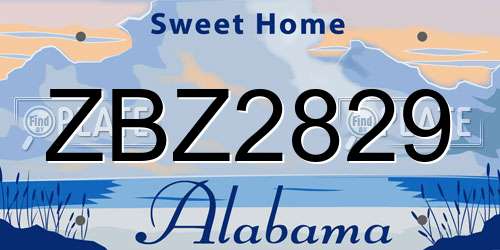 ZBZ2829 Alabama License Plate