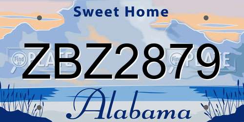 ZBZ2879 Alabama License Plate