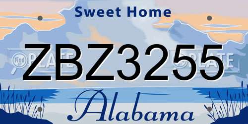 ZBZ3255 Alabama License Plate