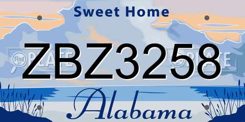 ZBZ3258 Alabama License Plate