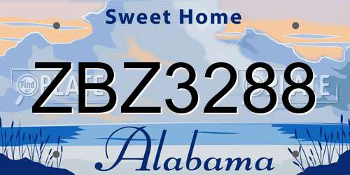 ZBZ3288 Alabama License Plate