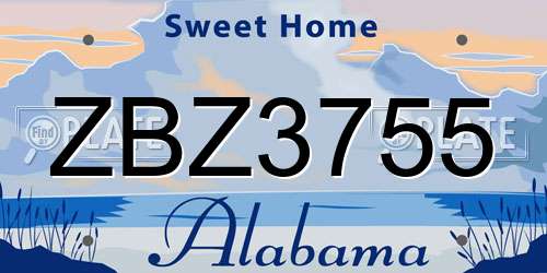 ZBZ3755 Alabama License Plate