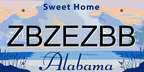 ZBZEZBB Alabama License Plate