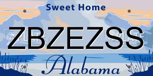 ZBZEZSS Alabama License Plate