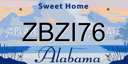 ZBZI76 Alabama License Plate