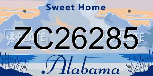 ZC26285 Alabama License Plate