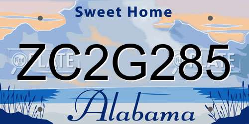 ZC2G285 Alabama License Plate