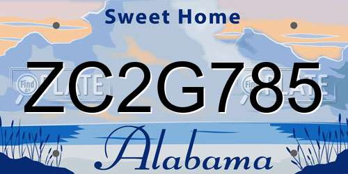 ZC2G785 Alabama License Plate