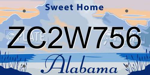 ZC2W756 Alabama License Plate