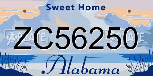 ZC56250 Alabama License Plate