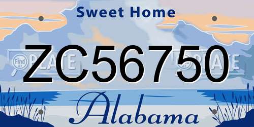 ZC56750 Alabama License Plate